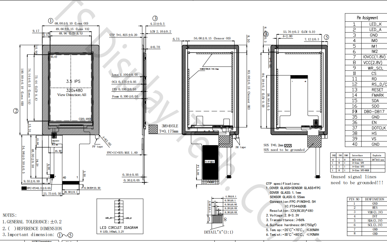 3.5 inch lcd with ctp